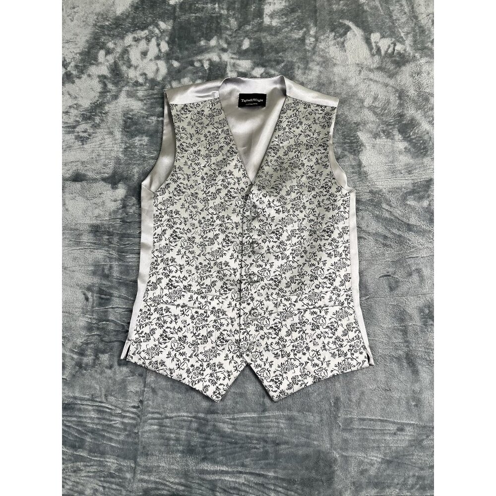 Taylor & Wright Silver Floral Patterned Waistcoat… - image 1